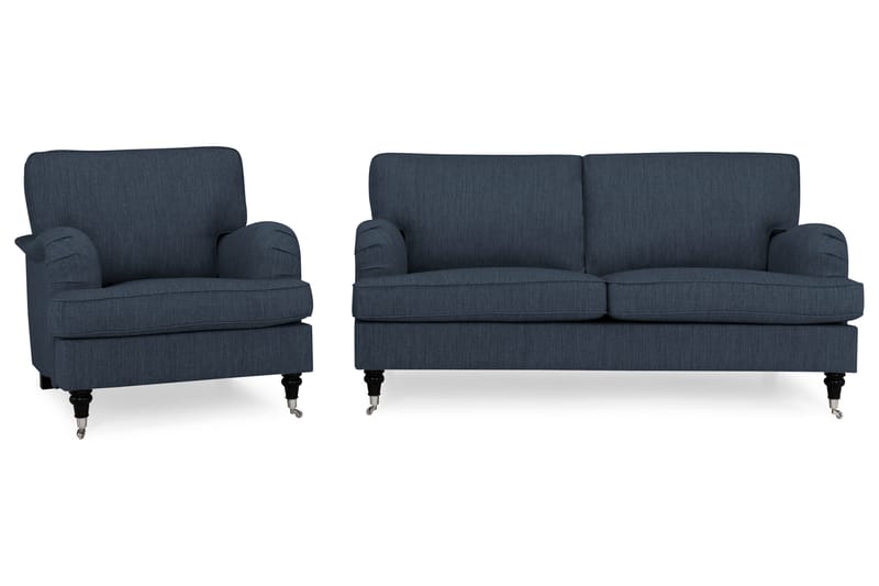 Howard Classic Sofagruppe 2-seters + Lenestol i Stoff - Blå - Møbler - Sofaer - Sofagrupper - Chesterfield sofagruppe