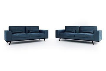 Copenhagen Sofagruppe 3-seter + 2-seter Fløyelssofa - Blå - Møbler - Sofaer - Sofagrupper - Howard sofagruppe