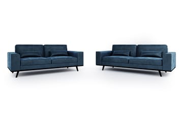 Copenhagen Sofagruppe 3-seter + 2-seter Fløyelssofa - Blå - Møbler - Sofaer - Sofagrupper - Howard sofagruppe