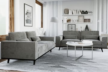 Copenhagen Sofagruppe 3-seter + 2-seter Fløyelssofa - Mørk grå - Møbler - Sofaer - Sofagrupper - Howard sofagruppe