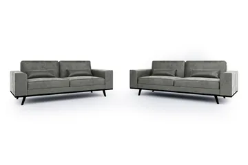 Copenhagen Sofagruppe 3-seter + 2-seter Fløyelssofa - Mørk grå - Møbler - Sofaer - Sofagrupper - Howard sofagruppe