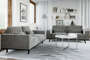 Copenhagen Sofagruppe 3-seter + 2-seter Fløyelssofa - Mørk grå - Møbler - Sofaer - Sofagrupper - Howard sofagruppe