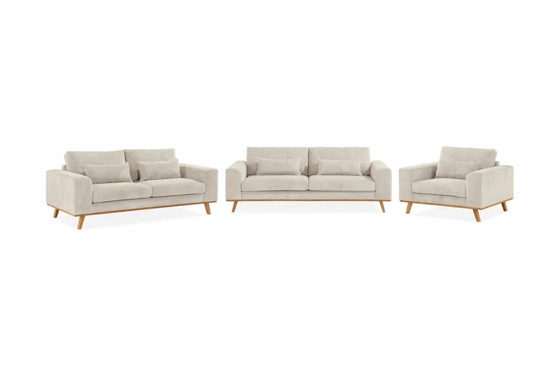 Copenhagen Sofagruppe 3-seter + 2-seter Sofa + Lenestol i Manchester, Beige