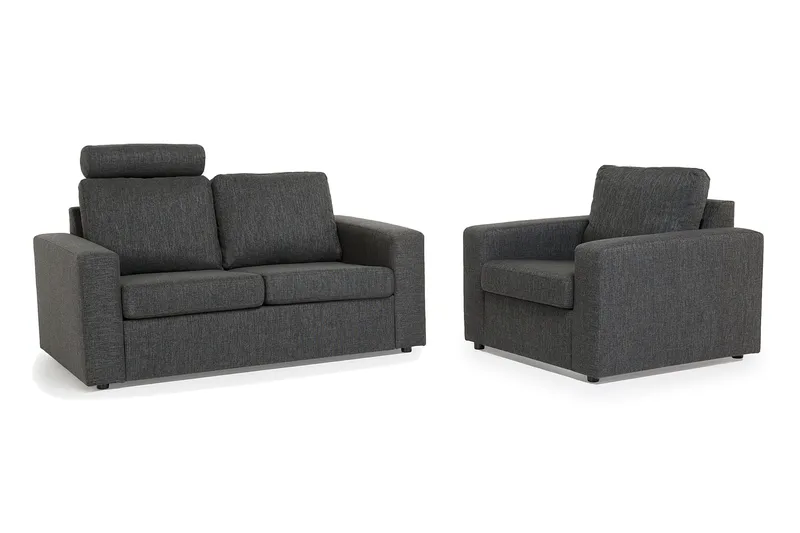 Crazy Sofagruppe 2-seters Sofa + Lenestol i Stoff, Antrasitt