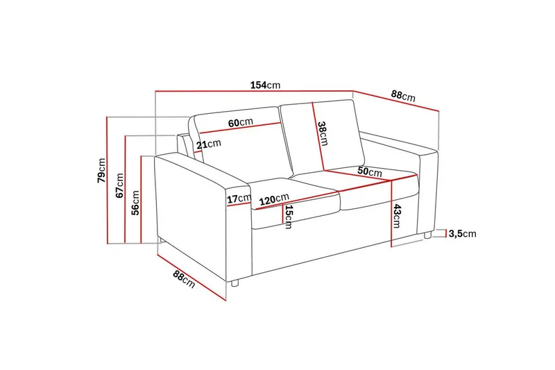 Crazy Sofagruppe 2-seters Sofa + Lenestol i Stoff - Antrasitt - Møbler - Sofaer - Sofagrupper
