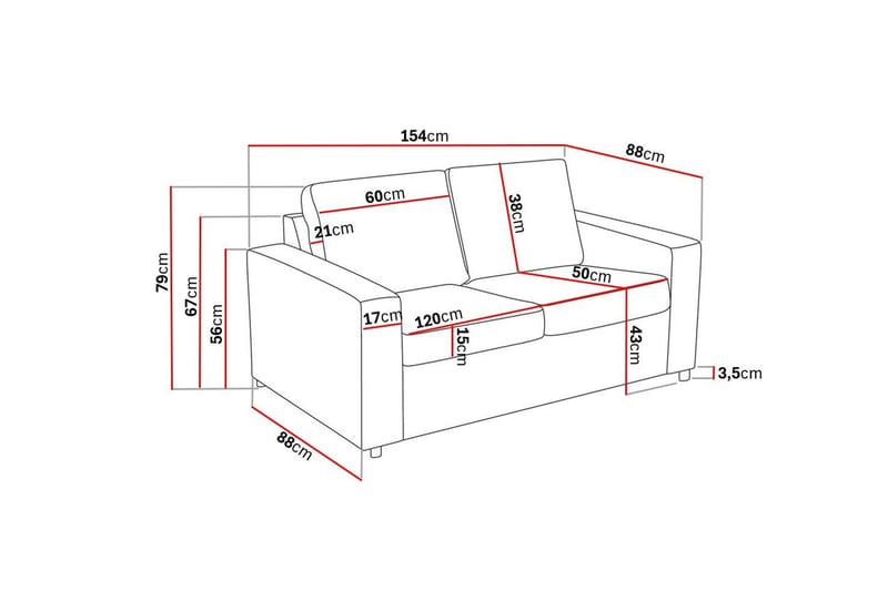 Crazy Sofagruppe 3-seters + 2-seters Stoffsofa - Antrasitt - Møbler - Sofaer - Sofagrupper
