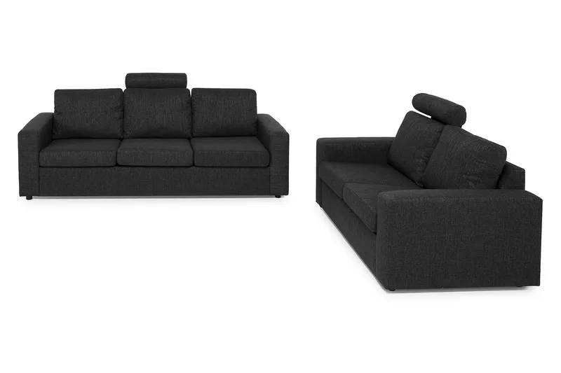 Crazy Sofagruppe 3-seters + 2-seters Stoffsofa, Antrasitt