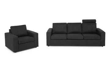 Crazy Sofagruppe 3-seters Sofa + Lenestol i Stoff - Antrasitt - Møbler - Sofaer - Sofagrupper