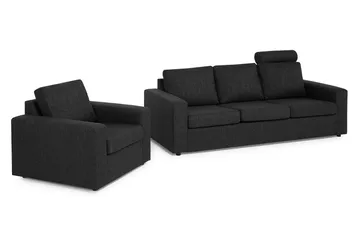 Crazy Sofagruppe 3-seters Sofa + Lenestol i Stoff - Antrasitt - Møbler - Sofaer - Sofagrupper