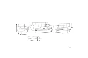 Florli Sofagruppe 2-seter + 3-seter - Svart - Møbler - Sofaer - Sofagrupper