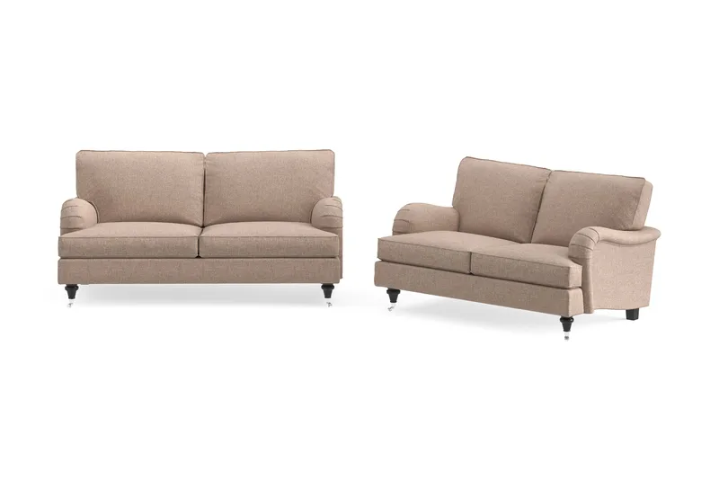 Howard Classic Sofagruppe 2-seters + 2-seters Stoffsofa, Mørk beige