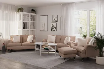 Howard Classic Sofagruppe 2-seters + 2-seters Stoffsofa - Mørk beige - Møbler - Sofaer - Sofagrupper - Howard sofagruppe