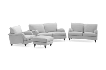 Howard Classic Sofagruppe 2-seters + Liten 2-seters Sofa + Lenestol + Fotskammel i Stoff - Grå - Møbler - Sofaer - Sofagrupper - Howard sofagruppe
