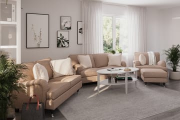Howard Classic Sofagruppe 2-seters + Liten 2-seters Sofa + Lenestol + Fotskammel i Stoff - Mørk beige - Møbler - Sofaer - Sofagrupper - Howard sofagruppe