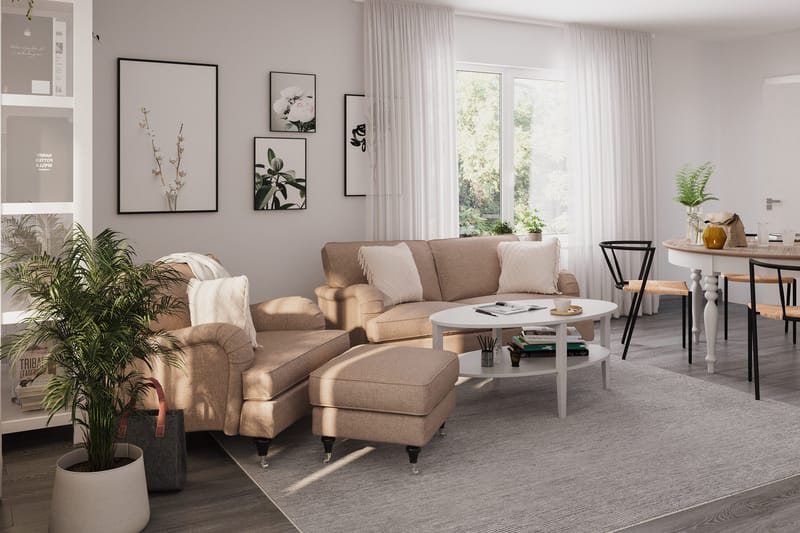 Howard Classic Sofagruppe 2-seters Sofa + Lenestol + Fotskammel i Stoff - Mørk beige - Møbler - Sofaer - Sofagrupper - Howard sofagruppe