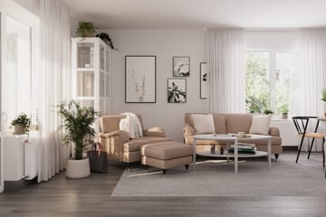 Howard Classic Sofagruppe 2-seters Sofa + Lenestol + Fotskammel i Stoff - Mørk beige - Møbler - Sofaer - Sofagrupper - Howard sofagruppe