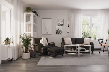 Howard Classic Sofagruppe 2-seters Sofa + Lenestol + Fotskammel i Stoff - Mørk grå - Møbler - Sofaer - Sofagrupper - Howard sofagruppe