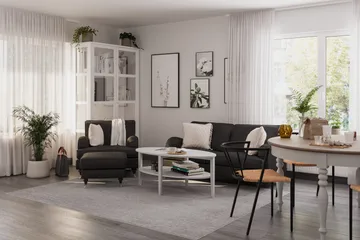 Howard Classic Sofagruppe 2-seters Sofa + Lenestol + Fotskammel i Stoff - Mørk grå - Møbler - Sofaer - Sofagrupper - Howard sofagruppe