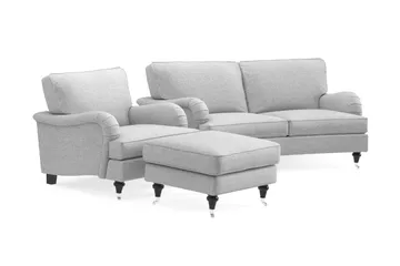 Howard Classic Sofagruppe 2-seters Svingt Sofa + Lenestol + Fotskammel i Stoff - Grå - Møbler - Sofaer - Sofagrupper - Howard sofagruppe