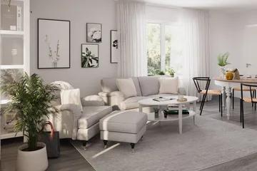 Howard Classic Sofagruppe 2-seters Svingt Sofa + Lenestol + Fotskammel i Stoff - Grå - Møbler - Sofaer - Sofagrupper - Howard sofagruppe