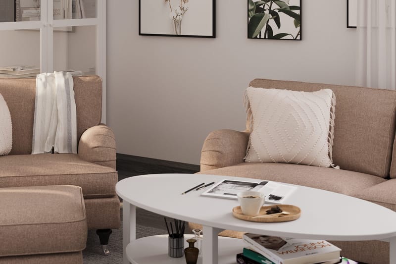 Howard Classic Sofagruppe 2-seters Svingt Sofa + Lenestol + Fotskammel i Stoff - Mørk beige - Møbler - Sofaer - Sofagrupper - Howard sofagruppe