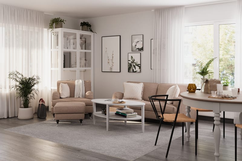 Howard Classic Sofagruppe 2-seters Svingt Sofa + Lenestol + Fotskammel i Stoff - Mørk beige - Møbler - Sofaer - Sofagrupper - Howard sofagruppe