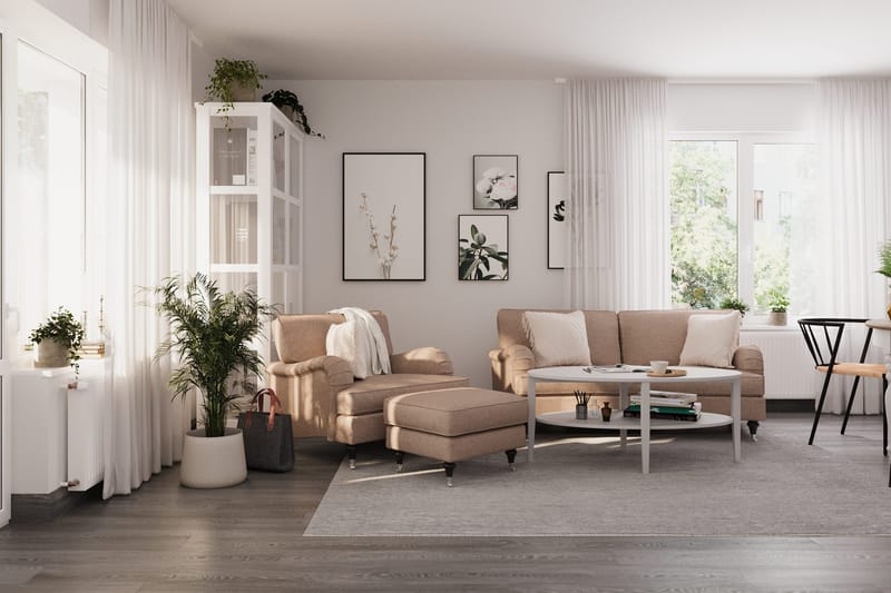 Howard Classic Sofagruppe 2-seters Svingt Sofa + Lenestol + Fotskammel i Stoff - Mørk beige - Møbler - Sofaer - Sofagrupper - Howard sofagruppe