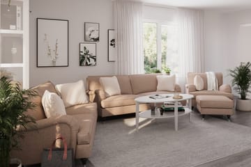 Howard Classic Sofagruppe 3-seters + 2-seters Sofa + Lenestol i Stoff - Mørk beige - Møbler - Sofaer - Sofagrupper - Howard sofagruppe