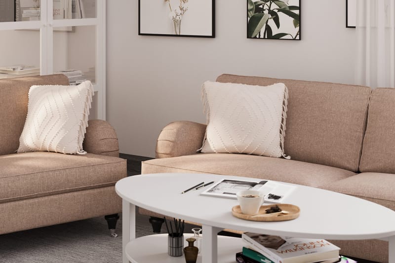 Howard Classic Sofagruppe 3-seters + 2-seters Sofa + Lenestol + Fotskammel i Stoff - Mørk beige - Møbler - Sofaer - Sofagrupper - Howard sofagruppe