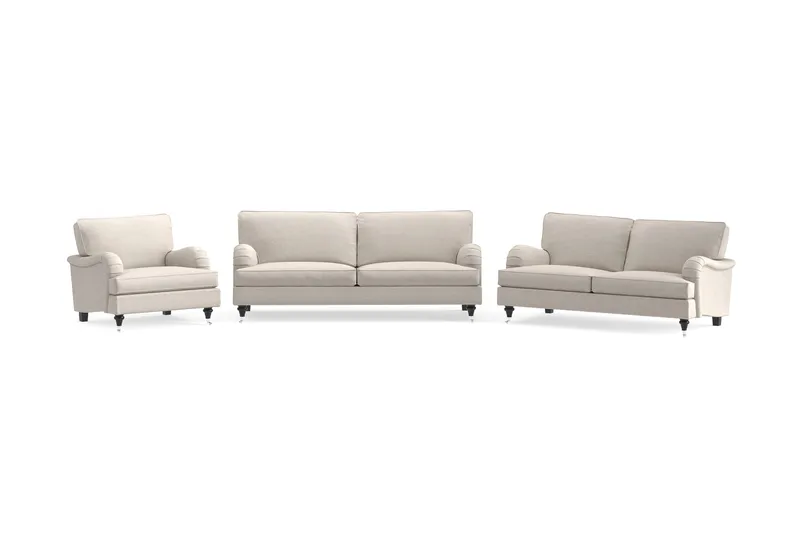 Howard Classic Sofagruppe 3-seters + 2-seters Sofa + Lenestol i Stoff - Beige - Møbler - Sofaer - Sofagrupper - Howard sofagruppe