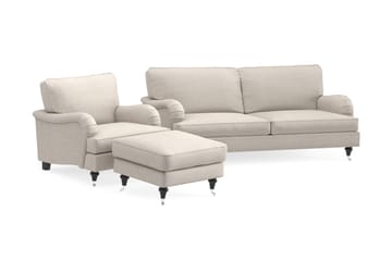 Howard Classic Sofagruppe 3-seters Sofa + Lenestol + Fotskammel i Stoff - Beige - Møbler - Sofaer - Sofagrupper - Howard sofagruppe