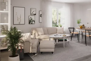 Howard Classic Sofagruppe 3-seters Sofa + Lenestol + Fotskammel i Stoff - Beige - Møbler - Sofaer - Sofagrupper - Howard sofagruppe