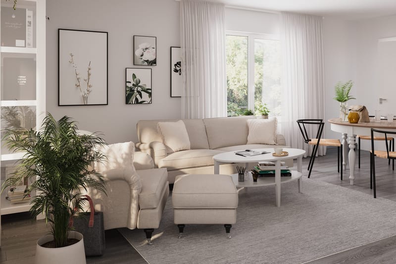 Howard Classic Sofagruppe 3-seters Sofa + Lenestol + Fotskammel i Stoff - Beige - Møbler - Sofaer - Sofagrupper - Howard sofagruppe