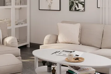 Howard Classic Sofagruppe 3-seters Sofa + Lenestol + Fotskammel i Stoff - Beige - Møbler - Sofaer - Sofagrupper - Howard sofagruppe