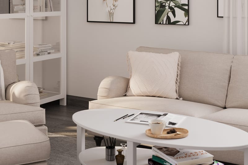 Howard Classic Sofagruppe 3-seters Sofa + Lenestol + Fotskammel i Stoff - Beige - Møbler - Sofaer - Sofagrupper - Howard sofagruppe