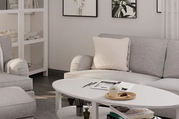 Howard Classic Sofagruppe 3-seters Sofa + Lenestol + Fotskammel i Stoff - Grå - Møbler - Sofaer - Sofagrupper - Howard sofagruppe