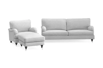 Howard Classic Sofagruppe 3-seters Sofa + Lenestol + Fotskammel i Stoff - Grå - Møbler - Sofaer - Sofagrupper - Howard sofagruppe