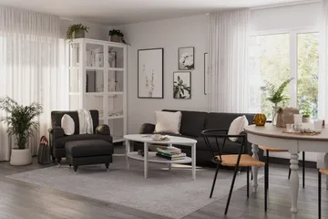 Howard Classic Sofagruppe 3-seters Sofa + Lenestol + Fotskammel i Stoff - Mørk grå - Møbler - Sofaer - Sofagrupper - Howard sofagruppe