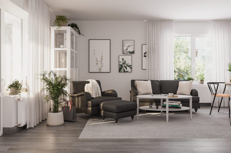 Howard Classic Sofagruppe 3-seters Sofa + Lenestol i Stoff - Mørk grå - Møbler - Sofaer - Sofagrupper - Howard sofagruppe