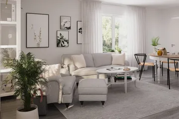 Howard Classic Sofagruppe 3-seters Sofa + Lenestol + Fotskammel i Stoff - Grå - Møbler - Sofaer - Sofagrupper - Howard sofagruppe