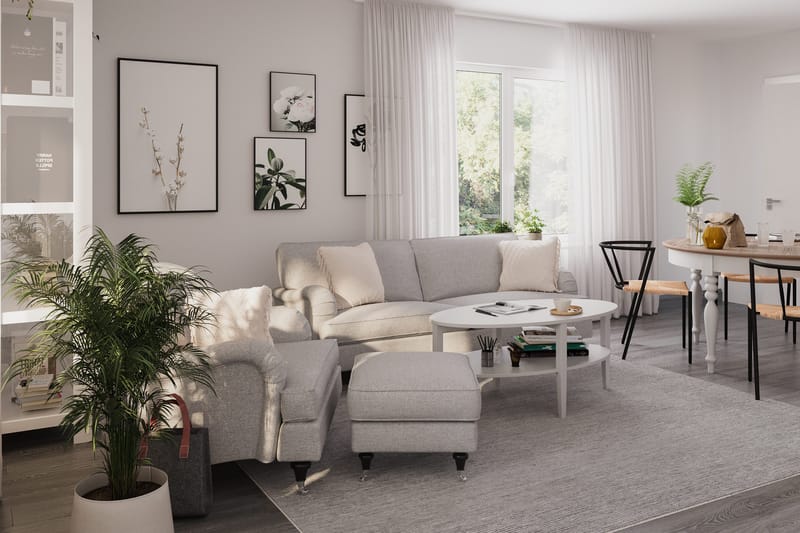 Howard Classic Sofagruppe 3-seters Sofa + Lenestol + Fotskammel i Stoff - Grå - Møbler - Sofaer - Sofagrupper - Howard sofagruppe