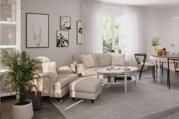 Howard Classic Sofagruppe 3-seters Sofa + Lenestol i Stoff - Beige - Møbler - Sofaer - Sofagrupper - Howard sofagruppe