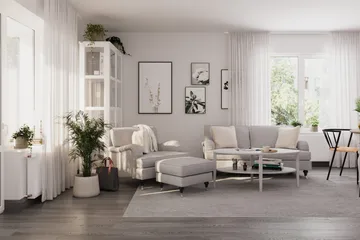 Howard Classic Sofagruppe 3-seters Sofa + Lenestol i Stoff - Grå - Møbler - Sofaer - Sofagrupper - Howard sofagruppe