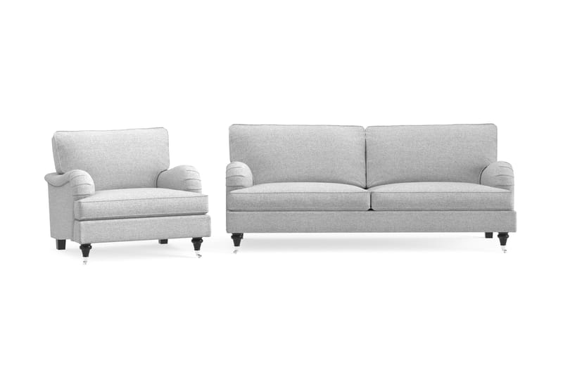 Howard Classic sofagruppe med 2-seters sofa + lenestol i stoff, Grå