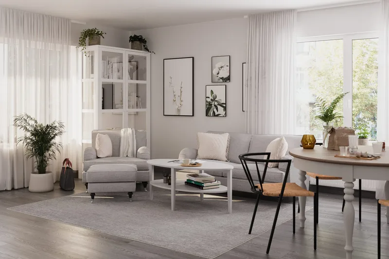 Howard Classic sofagruppe med 3-seters sofa + lenestol i stoff - Grå - Møbler - Sofaer - Sofagrupper - Howard sofagruppe
