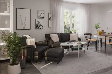 Howard Classic sofagruppe med 3-seters sofa + lenestol i stoff - Mørkegrå - Møbler - Sofaer - Sofagrupper - Howard sofagruppe