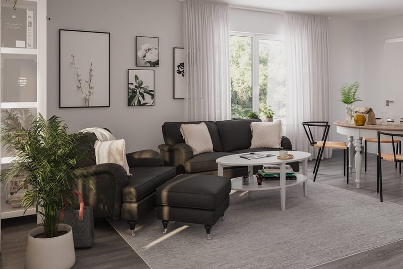 Howard Classic sofagruppe med 3-seters sofa + lenestol i stoff - Mørkegrå - Møbler - Sofaer - Sofagrupper - Howard sofagruppe