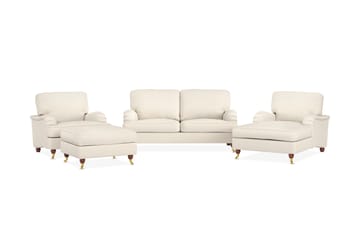 Howard Lyx Sofagruppe 2-seters Sofa + Divanstol + Lenestol + Fotskammel i Stoff - Beige - Møbler - Sofaer - Sofagrupper - Howard sofagruppe