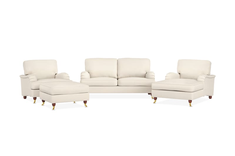 Howard Lyx Sofagruppe 2-seters Sofa + Divanstol + Lenestol + Fotskammel i Stoff - Beige - Møbler - Sofaer - Sofagrupper - Howard sofagruppe