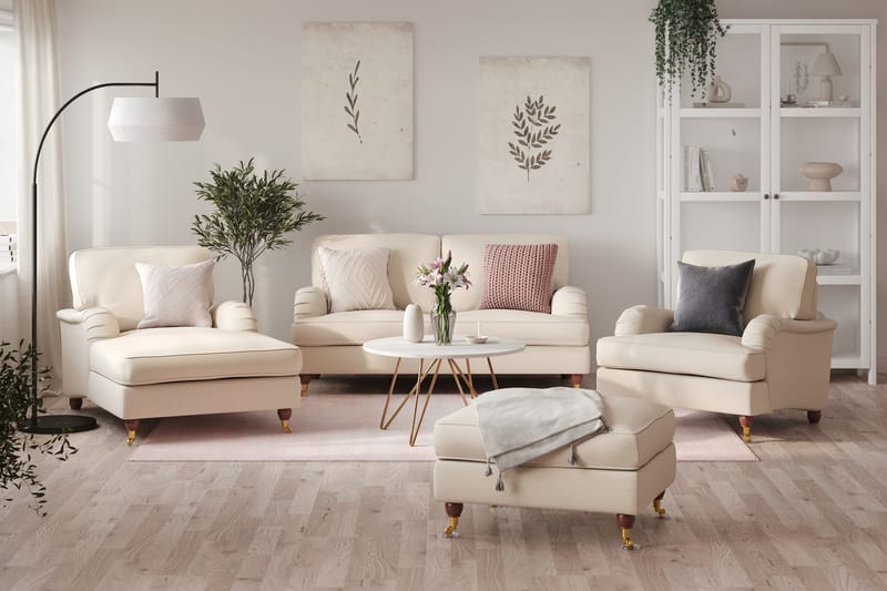 Howard Lyx Sofagruppe 2-seters Sofa + Divanstol + Lenestol + Fotskammel i Stoff - Beige - Møbler - Sofaer - Sofagrupper - Howard sofagruppe